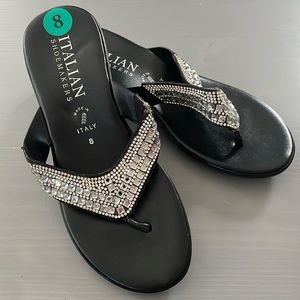 Black & Jeweled Italian Shoemaker Sandals